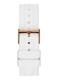 Guess Confetti Crystal Rose Gold Dial White Silicone Strap Watch For Women - W1098L5 Buy Now By Guess