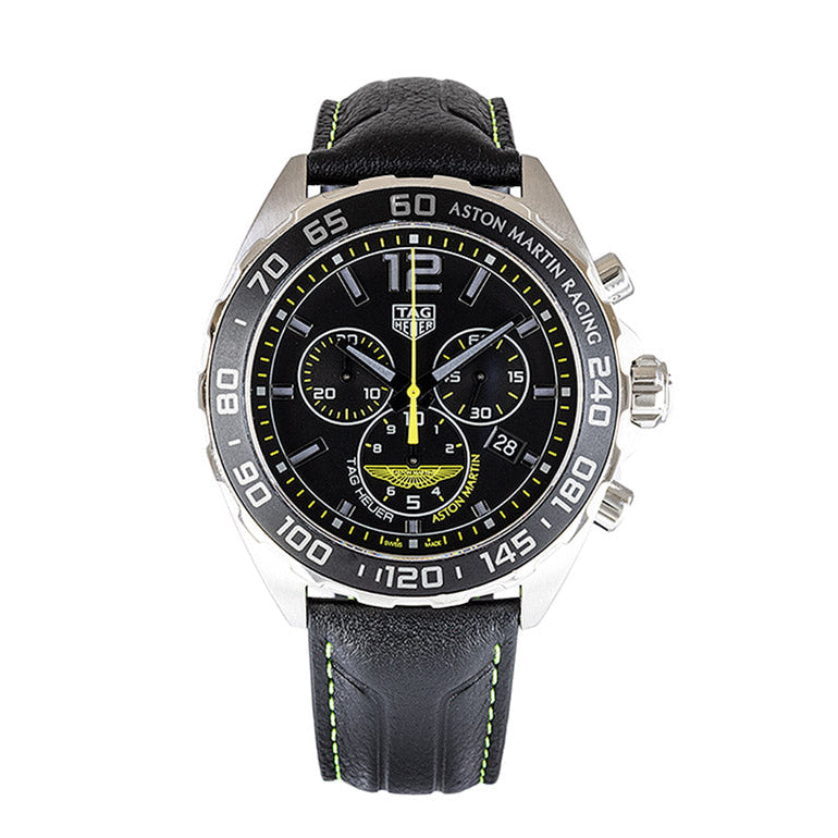 Tag Heuer Formula 1 Aston Martin Black Dial Black Leather Strap Watch for Men - CAZ101P.FC8245 Buy Now By Tag Heuer