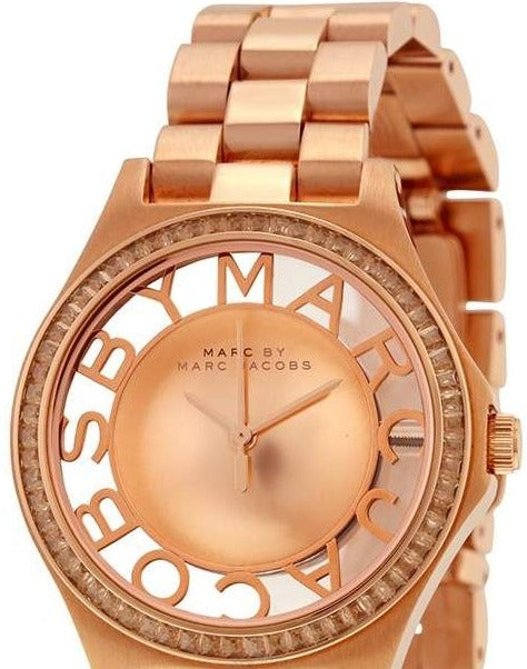 Marc Jacobs Henry Transparent Rose Gold Dial Rose Gold Steel Strap Watch for Women - MBM3339 Buy Now By Marc Jacobs