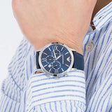 Emporio Armani Giovanni T Bar Chronograph Quartz Blue Dial Blue Leather Strap Watch For Men - AR11226 Buy Now By Emporio Armani