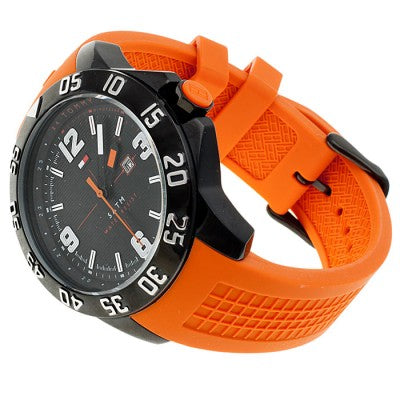 Tommy Hilfiger Cole Black Dial Orange Rubber Strap Watch for Men - 1790985 Buy Now By Tommy Hilfiger