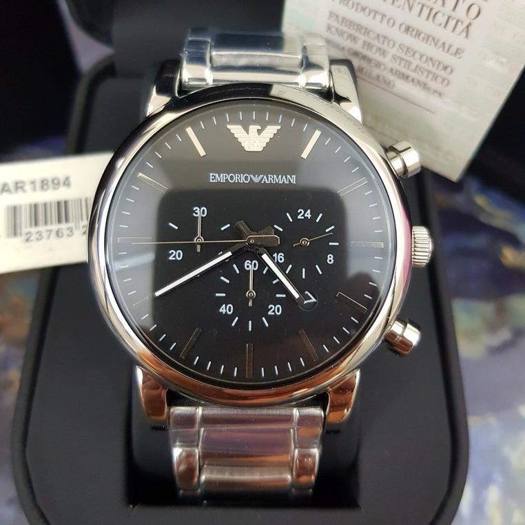 Emporio Armani Luigi Black Dial Silver Steel Strap Watch For Men - AR1894 Buy Now By Emporio Armani