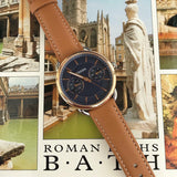 Fossil Tailor Date-Day Quartz Blue Dial Brown Leather Strap Watch for Women - ES4257 Buy Now By Fossil