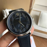 Versace Menifesto Quartz Blue Dial Blue Leather Strap Watch For Men - VBQ01017 Buy Now By Versace