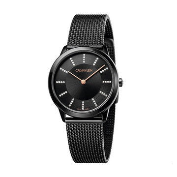 Calvin Klein Minimal Diamonds Black Dial Black Mesh Bracelet Watch for Women - K3M22X2X Buy Now By Calvin Klein