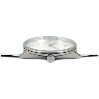 Calvin Klein Accent Silver Dial White Leather Strap Watch for Women - K2Y2X1K6 Buy Now By Calvin Klein