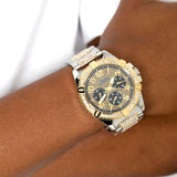 Guess Frontier Chronograph Crystals Silver Dial Two Tone Steel Strap Watch for Men - W0799G4 Buy Now By Guess