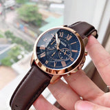 Fossil Grant Chronograph Blue Dial Brown Leather Strap Watch for Men - FS5068 Buy Now By Fossil
