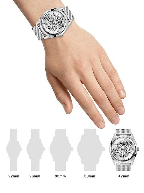Guess Tailor Multifunction Silver Dial Silver Mesh Bracelet Watch for Men - GW0368G1 Buy Now By Guess