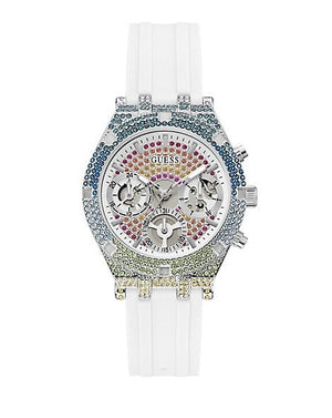 Guess Glitz Pride Limited Edition White Dial White Rubber Strap Watch for Women - GW0407L4 Buy Now By Guess