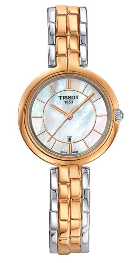 Tissot T Lady Flamingo Mother of Pearl White Dial Two Tone Steel Strap Watch For Women - T094.210.22.111.00 Buy Now By Tissot