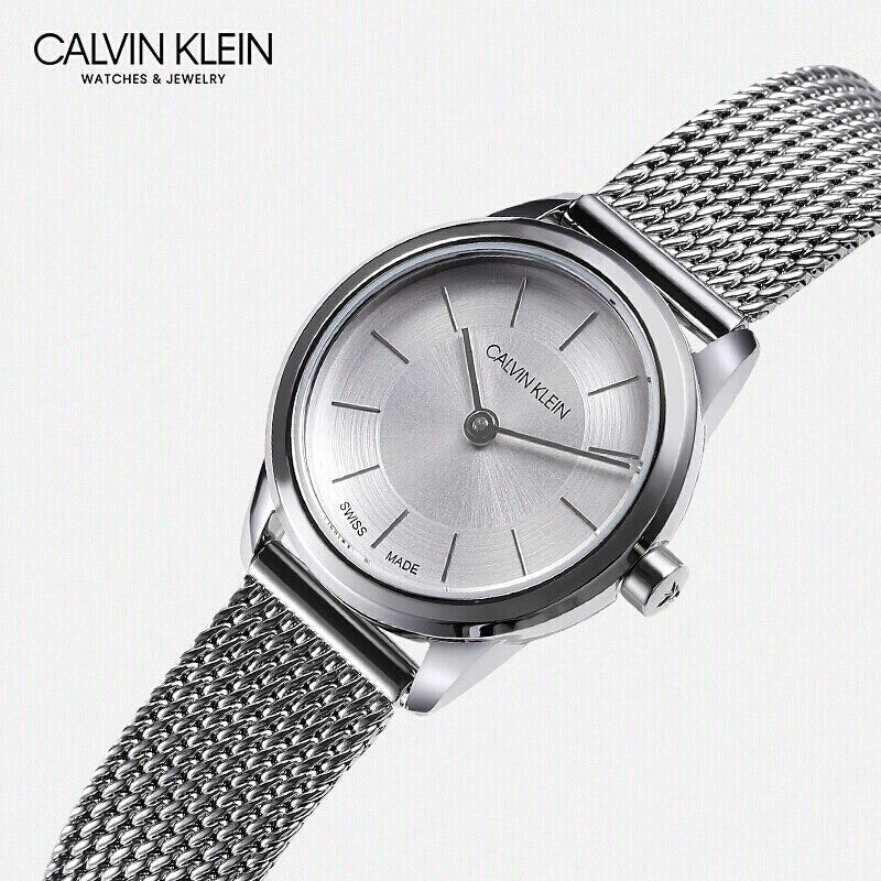 Calvin Klein Minimal White Dial Silver Mesh Bracelet Watch for Women - K3M23126 Buy Now By Calvin Klein