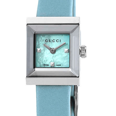 Gucci G-Frame Pastel Blue Mother of Pearl Dial Blue Leather Strap Watch For Women - YA128531 Buy Now By Gucci
