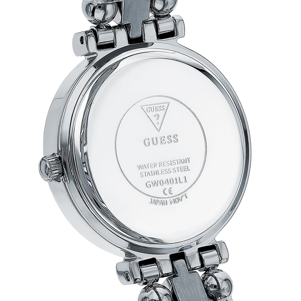Guess Gala Diamonds Silver Dial Silver Steel Strap Watch for Women - GW0401L1 Buy Now By Guess