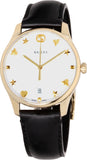 Gucci G-Timeless Mother of Pearl Dial Black Leather Strap Watch For Women - YA1264044 Buy Now By Gucci