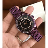 Michael Kors Lauryn Black Dial Purple Steel Strap Watch for Women - MK3724 Buy Now By Michael Kors