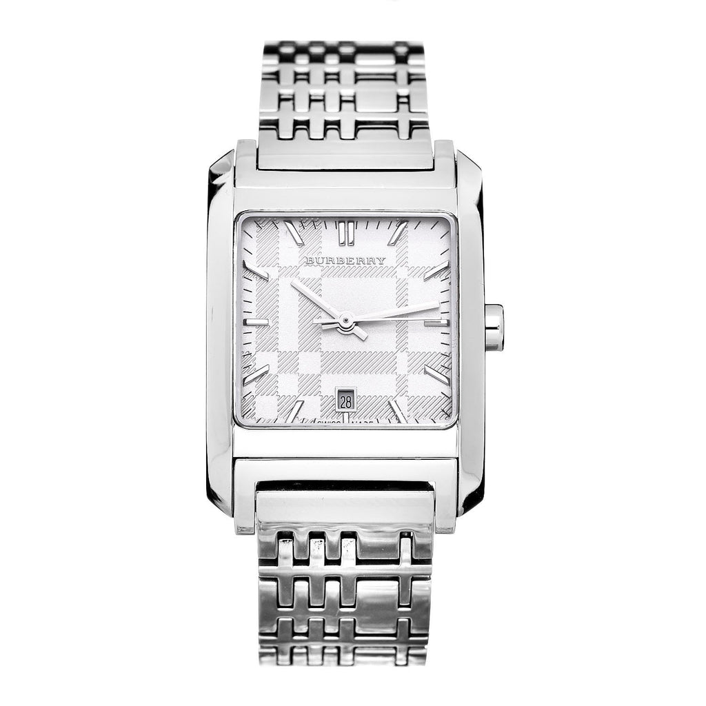 Burberry Nova Check Square White Dial Silver Steel Strap Watch for Women - BU1572 Buy Now By Burberry