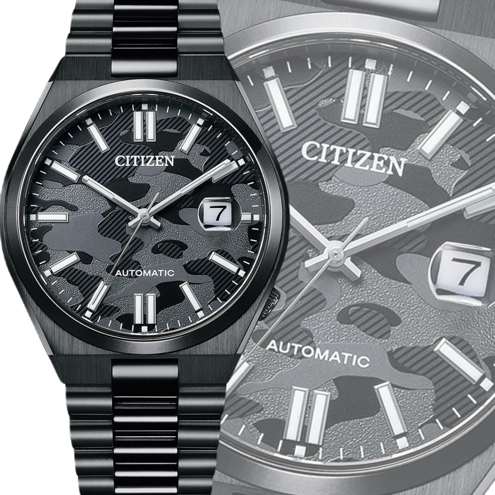 Citizen Tsuyosa Automatic Camouflage Black Dial Black Steel Strap Watch For Men - NJ0155-87E Buy Now By Citizen