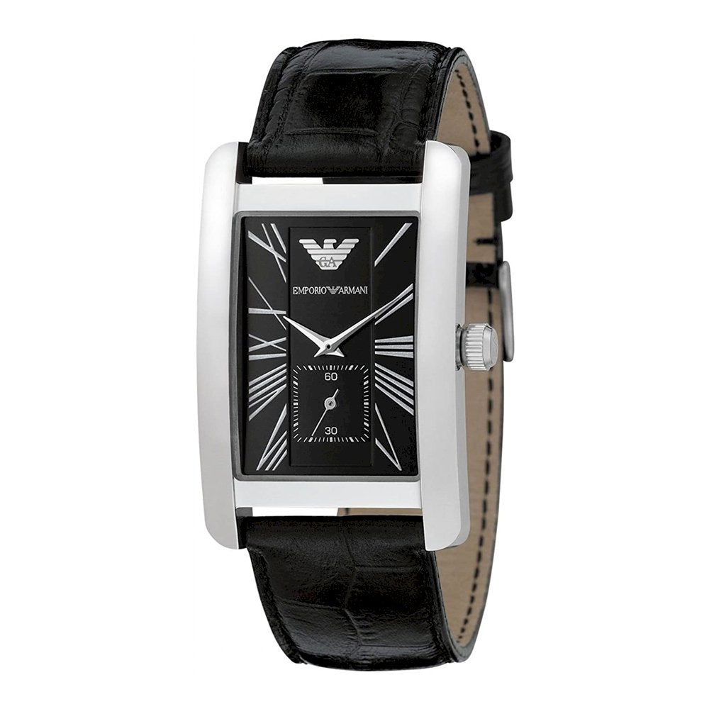 Emporio Armani Black Dial Black Leather Strap Watch For Men - AR0143 Buy Now By Emporio Armani