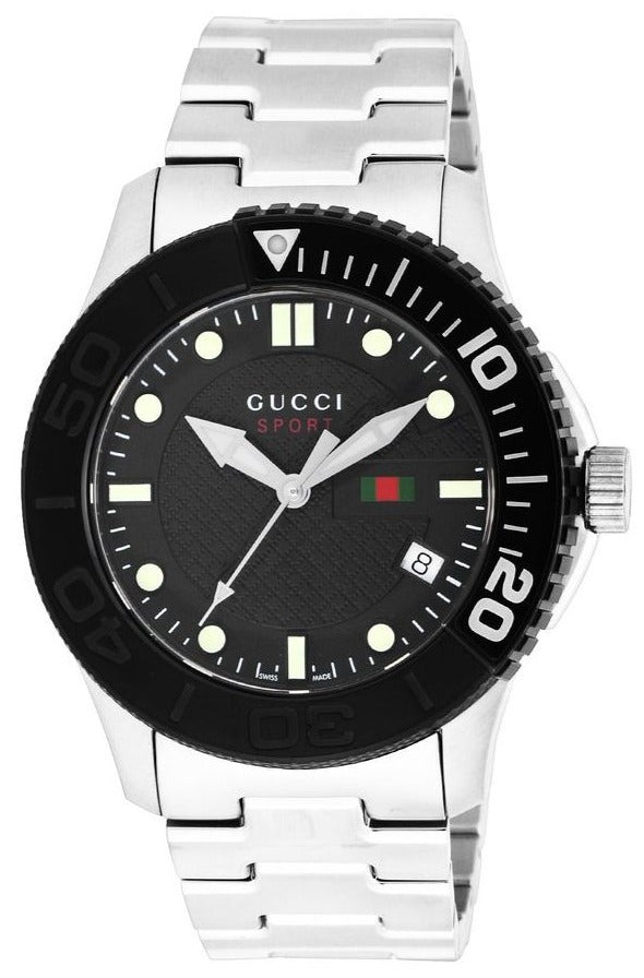 Gucci G Timeless Black Dial Silver Steel Strap Watch For Men - YA126249 Buy Now By Gucci