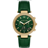 Michael Kors Parker Chronograph Green Dial Green Leather Strap Watch For Women - MK6985 Buy Now By Michael Kors