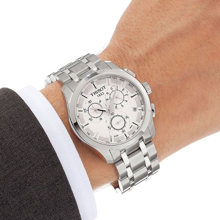 Tissot Couturier Chronograph White Dial Silver Steel Strap Watch For Men - T035.617.11.031.00 Buy Now By Tissot