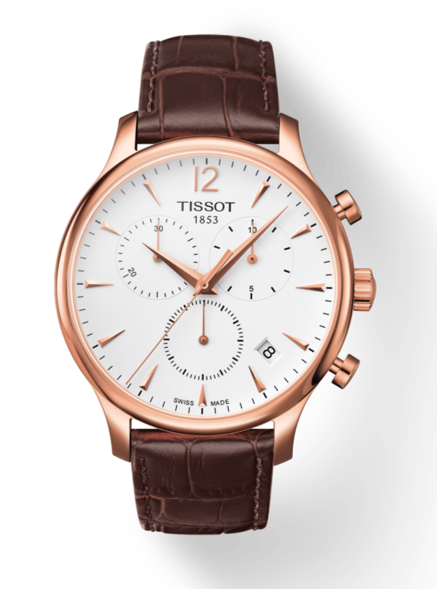 Tissot T Classic Tradition Chronograph White Dial Brown Leather Strap Watch For Men - T063.617.36.037.00 Buy Now By Tissot
