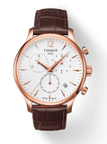 Tissot T Classic Tradition Chronograph White Dial Brown Leather Strap Watch For Men - T063.617.36.037.00 Buy Now By Tissot