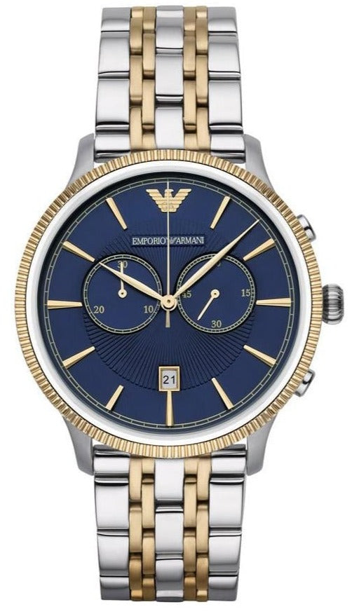 Emporio Armani Classic Blue Dial Two Tone Steel Strap Watch For Men - AR1847 Buy Now By Emporio Armani
