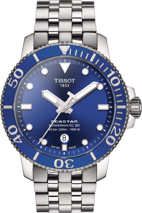 Tissot Seastar 1000 Powermatic 80 Blue Dial Silver Steel Strap Watch For Men - T120.407.11.041.00 Buy Now By Tissot