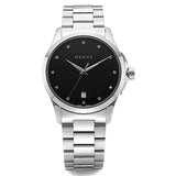 Gucci G Timeless Diamonds Black Dial Silver Steel Strap Watch For Men - YA126456 Buy Now By Gucci