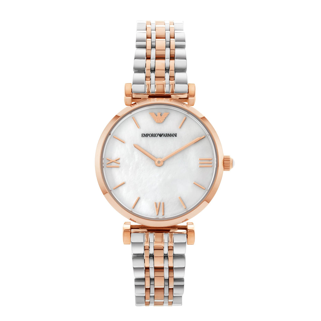 Emporio Armani T Bar Gianni Classic Mother Of Pearl Dial Two Tone Steel Strap Watch For Women - AR1683 Buy Now By Emporio Armani