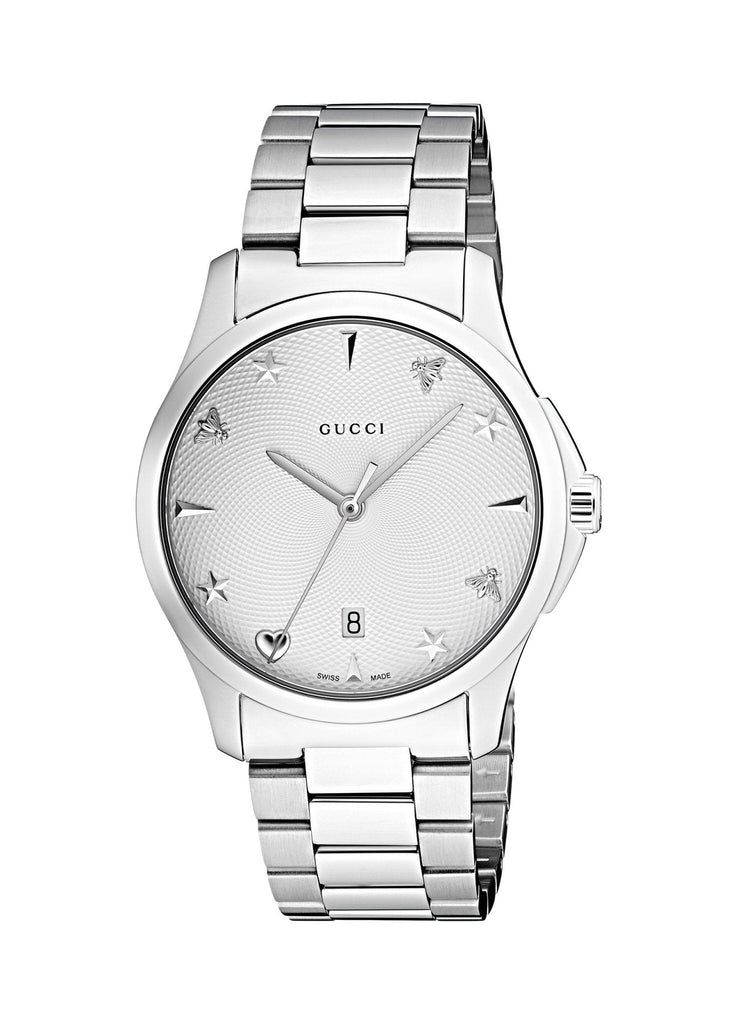 Gucci G Timeless Silver Dial Silver Steel Strap Watch For Women - YA1264028 Buy Now By Gucci