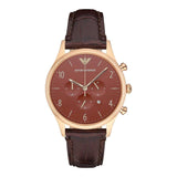 Emporio Armani Classic Chronograph Burgundy Dial Brown Leather Strap Watch For Men - AR1890 Buy Now By Emporio Armani