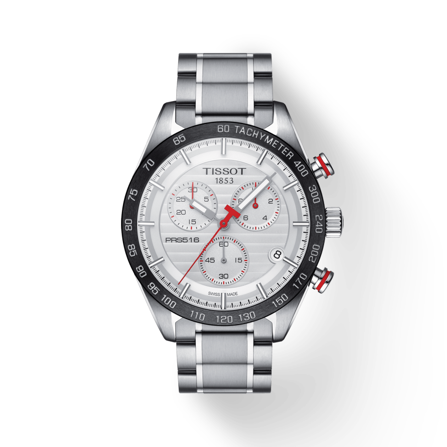 Tissot T Sport PRS 516 Chronograph White Dial Silver Steel Strap Watch For Men - T100.417.11.031.00 Buy Now By Tissot