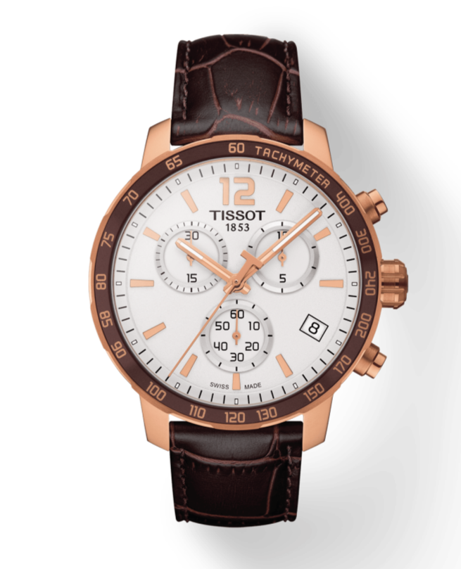 Tissot Quickster Chronograph 42mm White Dial Brown Leather Strap Watch For Men - T095.417.36.037.00 Buy Now By Tissot
