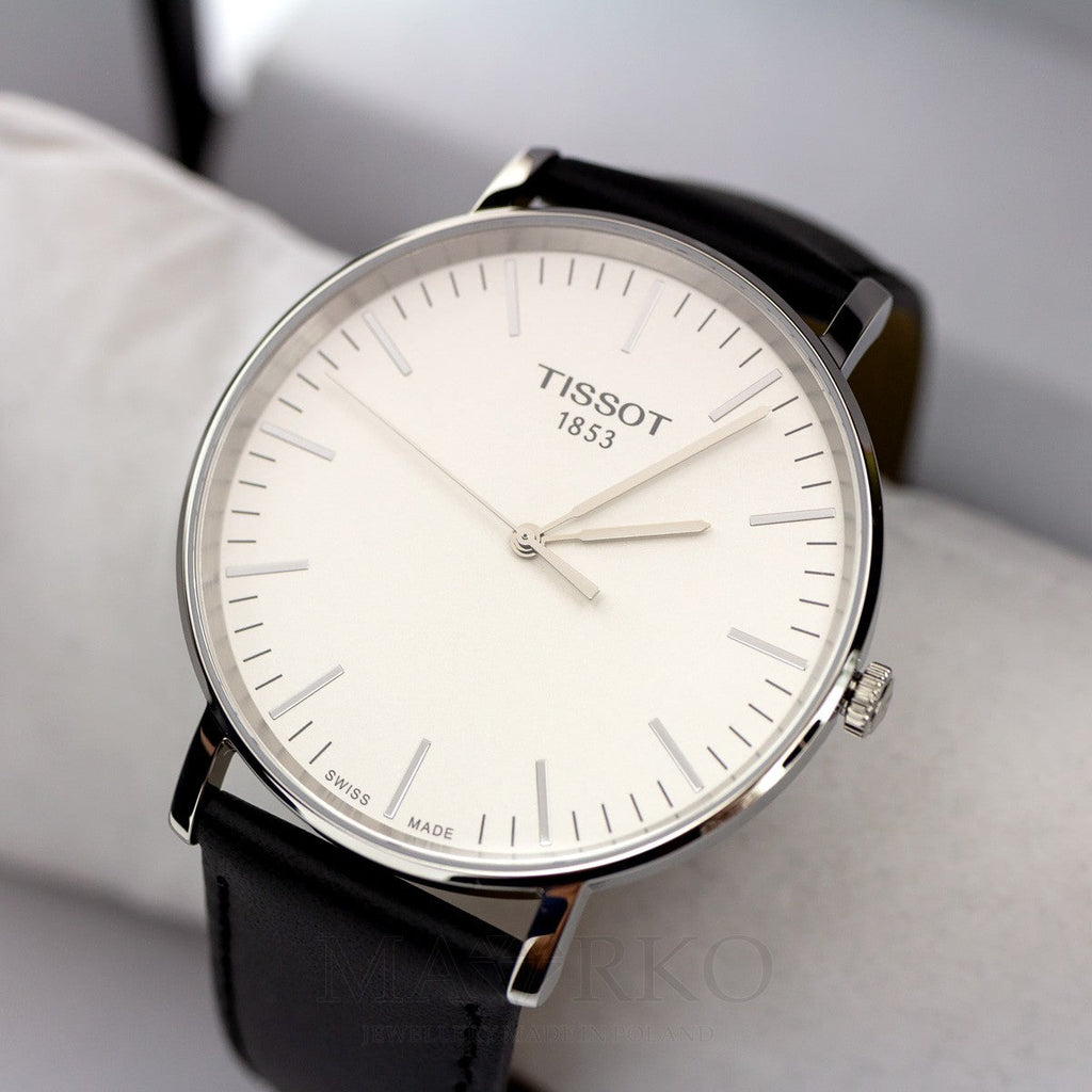 Tissot T Classic Everytime Large White Dial Black Leather Strap Watch For Men - T109.610.16.031.00 Buy Now By Tissot