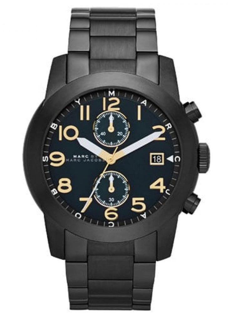 Marc Jacobs Larry Chronograph Black Dial Black Steel Strap Watch for Men - MBM8606 Buy Now By Marc Jacobs