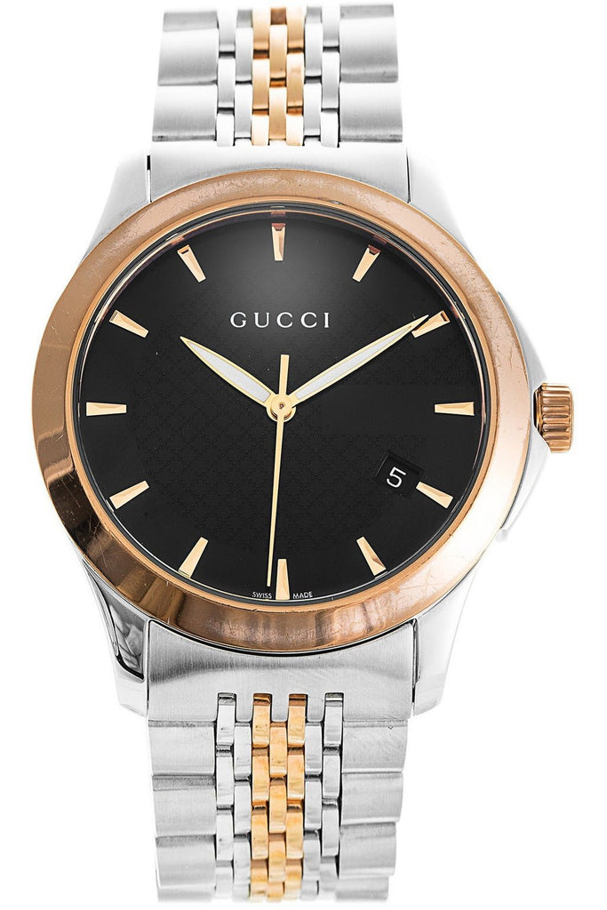 Gucci G Timeless Black Dial Two Tone Steel Strap Watch For Men - YA126410 Buy Now By Gucci