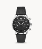 Emporio Armani Aviator Chronograph Black Dial Black Leather Strap Watch For Men - AR11143 Buy Now By Emporio Armani