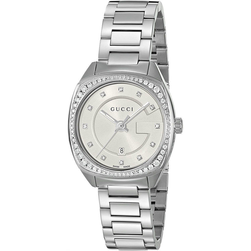 Gucci GG2570 Diamonds Silver Dial Silver Steel Strap Watch For Women - YA142505 Buy Now By Gucci