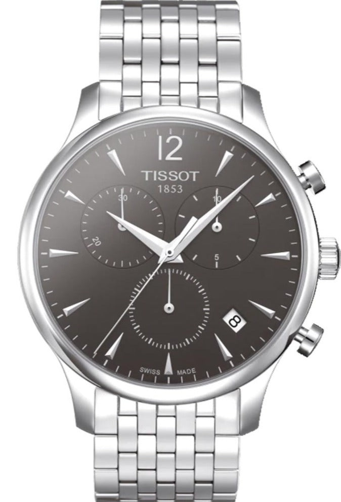 Tissot T Classic Tradition Chronograph Black Dial Silver Steel Strap Watch For Men - T063.617.11.067.00 Buy Now By Tissot