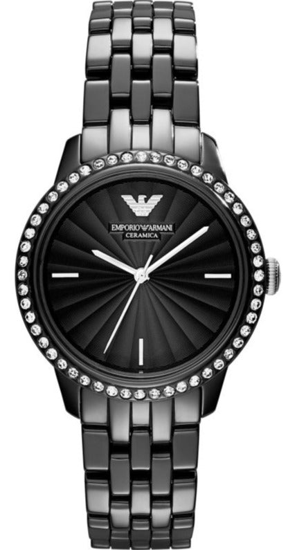 Emporio Armani Ceramica Crystals Black Dial Black Ceramic Strap Watch For Women - AR1478 Buy Now By Emporio Armani