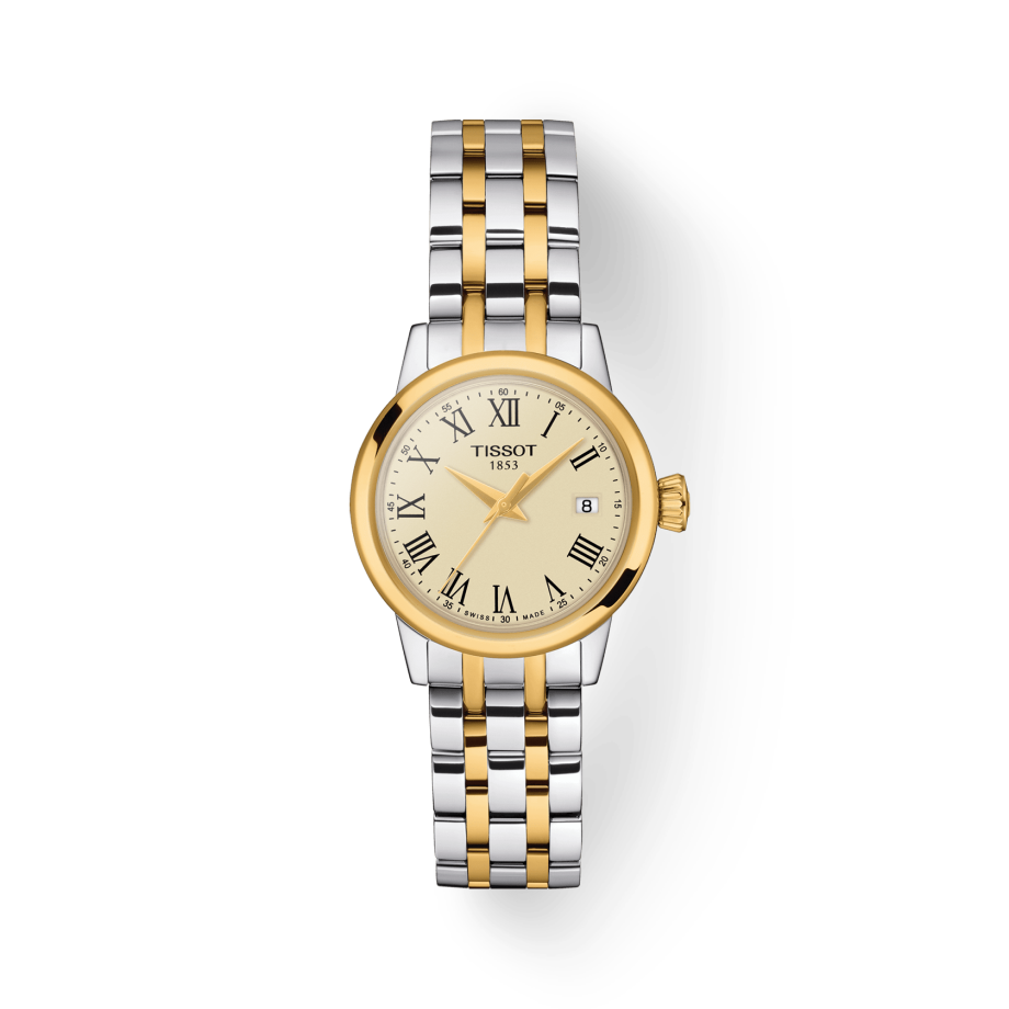 Tissot Classic Dream Lady Gold Dial Two Tone Steel Strap Watch For Women - T129.210.22.263.00 Buy Now By Tissot