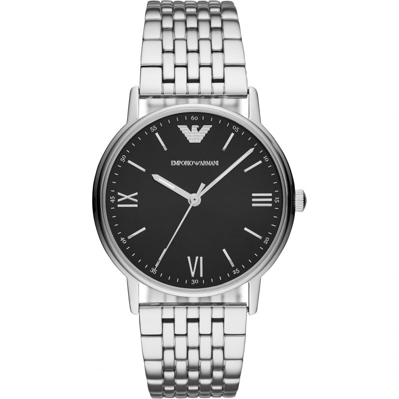 Emporio Armani Kappa Black Dial Silver Steel Strap Watch For Men - AR11152 Buy Now By Emporio Armani