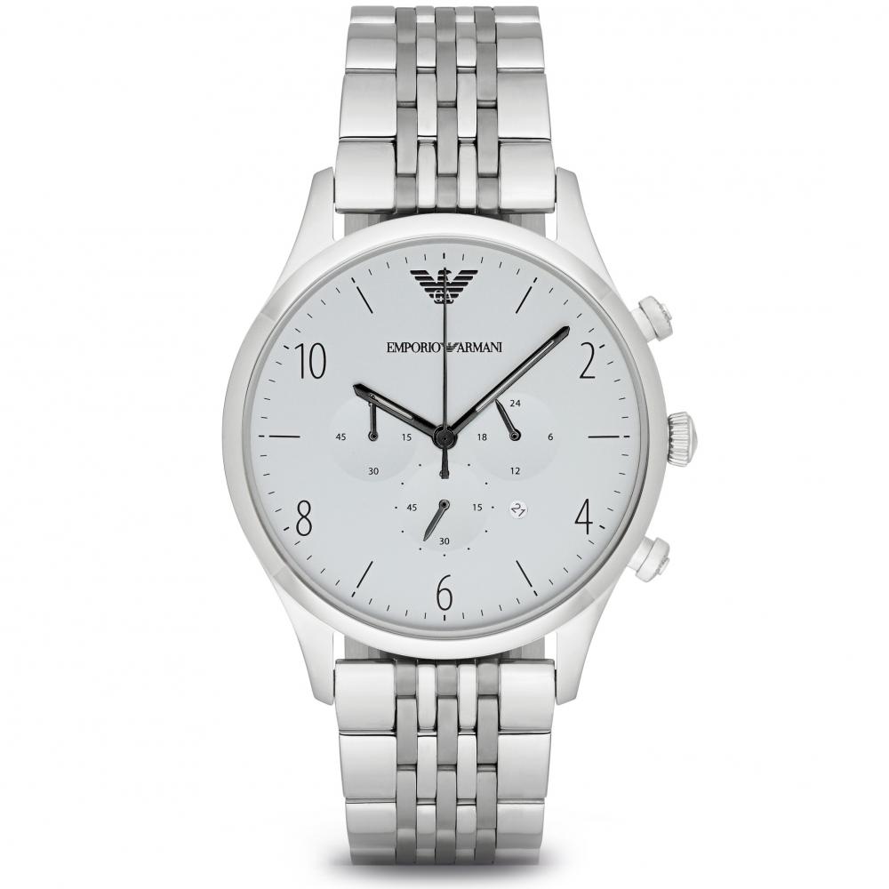 Emporio Armani Classic Chronograph Silver Dial Silver Steel Strap Watch For Men - AR1879 Buy Now By Emporio Armani