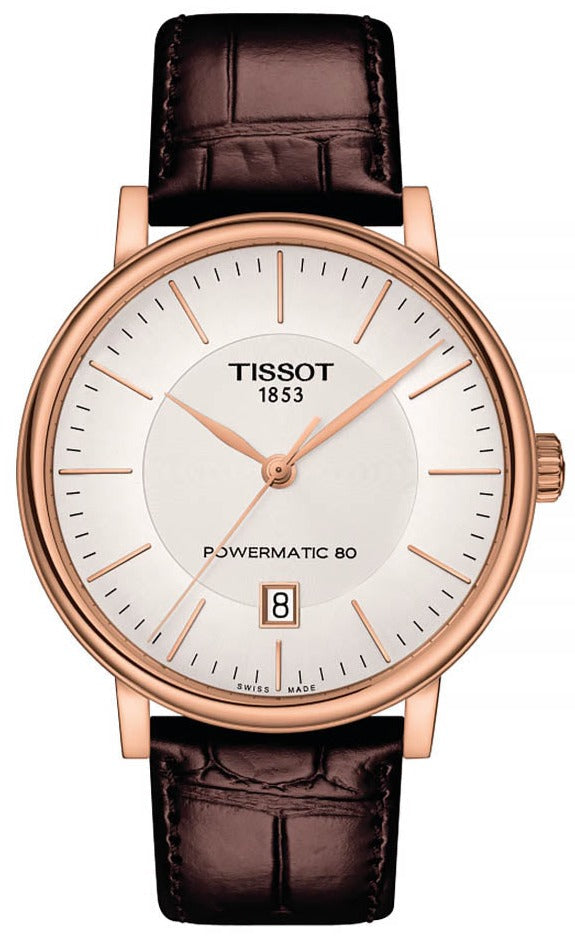 Tissot Carson Premium Powermatic 80 White Dial Brown Leather Strap Watch For Men - T122.407.36.031.00 Buy Now By Tissot