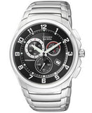 Citizen Eco Drive Chronograph Black Dial Silver Stainless Steel Watch For Men - AT0690-55E Buy Now By Citizen