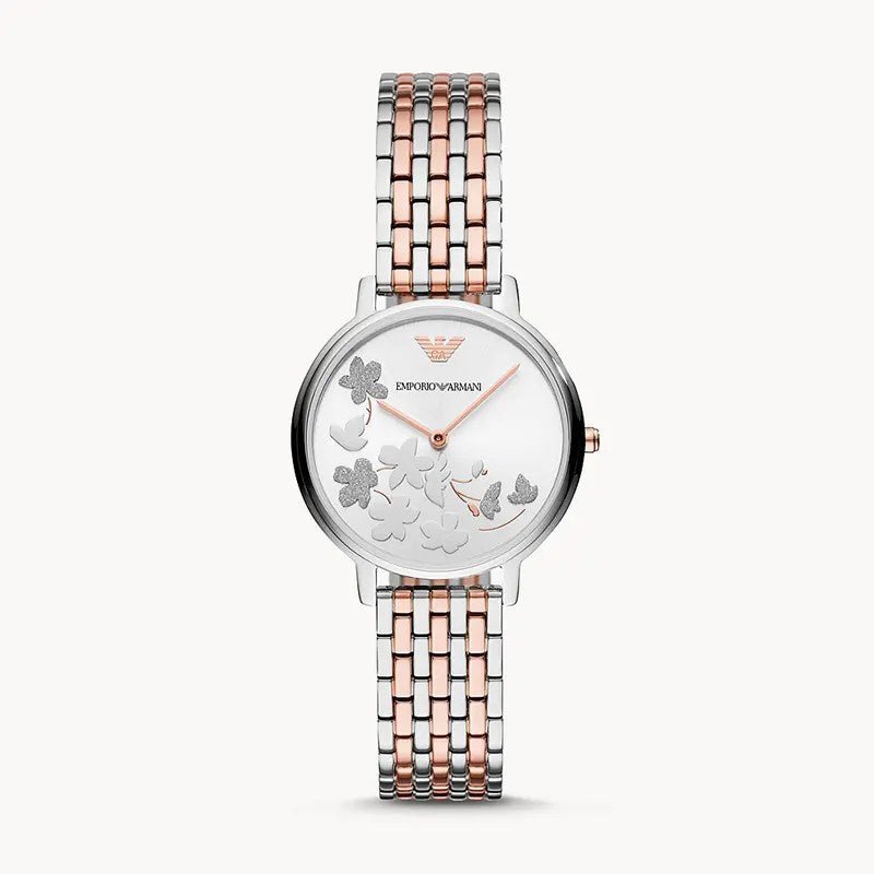 Emporio Armani Silver Sunray Dial Two Tone Steel Strap Watch For Women - AR11113 Buy Now By Emporio Armani
