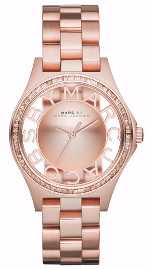Marc Jacobs Henry Transparent Rose Gold Dial Rose Gold Steel Strap Watch for Women - MBM3339 Buy Now By Marc Jacobs